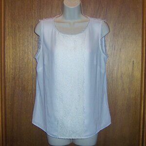LAUNDRY by SHELLI SEGAL Ivory Cream Lace Shell Blouse Sleeveless Top M Medium